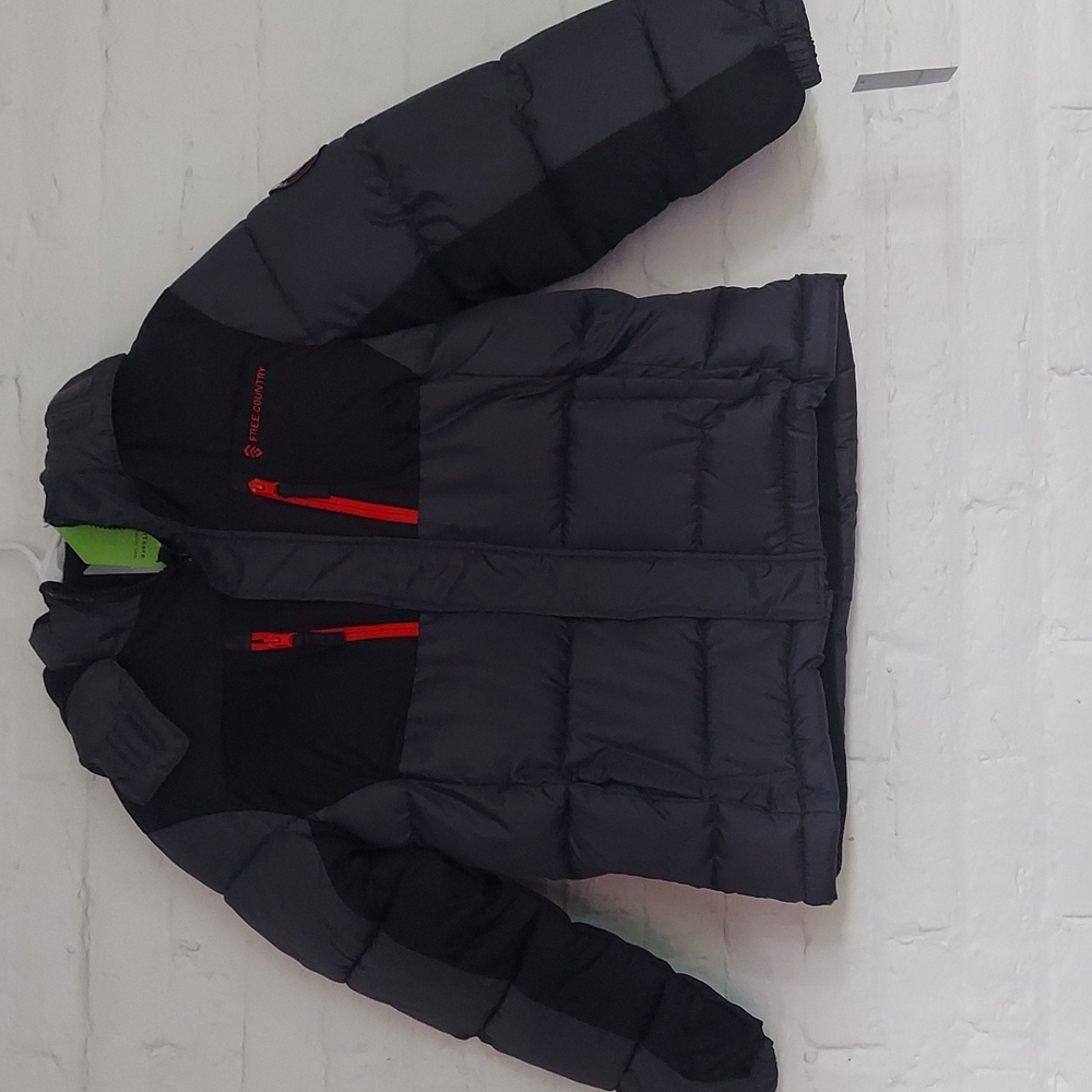 Boy's Free Country Puffer Winter Jacket,  Size M (10/12),Charcoal/ Black New,Tag